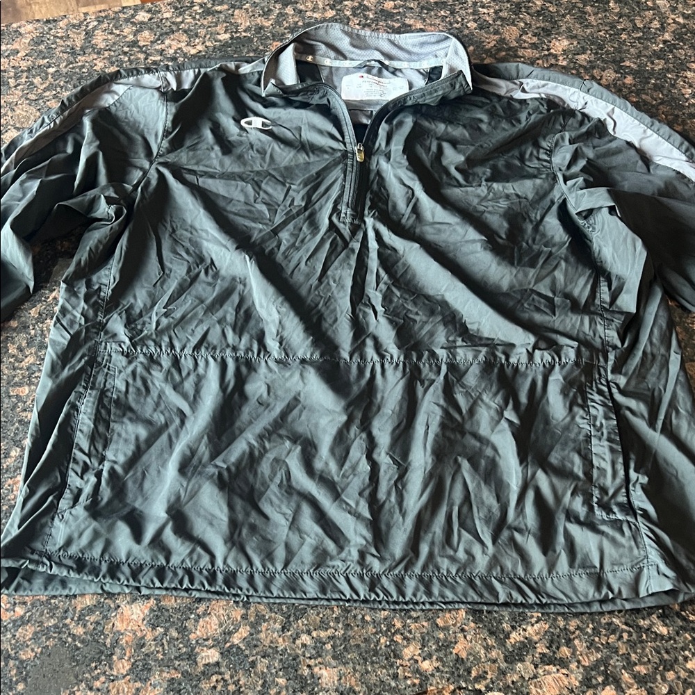Champion Men's Lightweight Windbreaker 3/4 zip Jacket -size large black